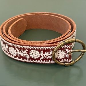 Lucky Brand Brown and Gold Embroidered Belt